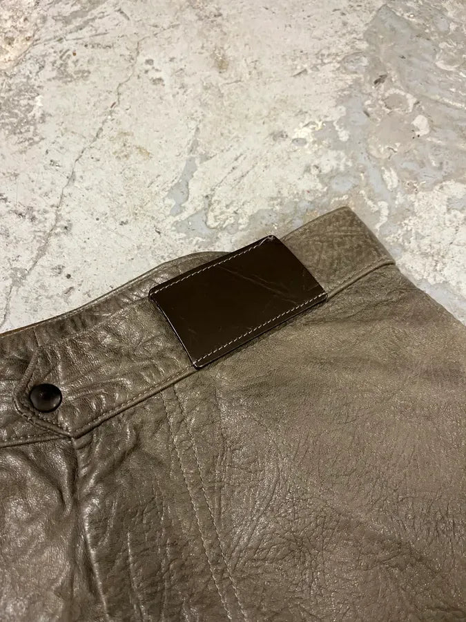AW1986 Giorgio Armani Brown Relaxed Leather Italian Pants sFiqycm 6