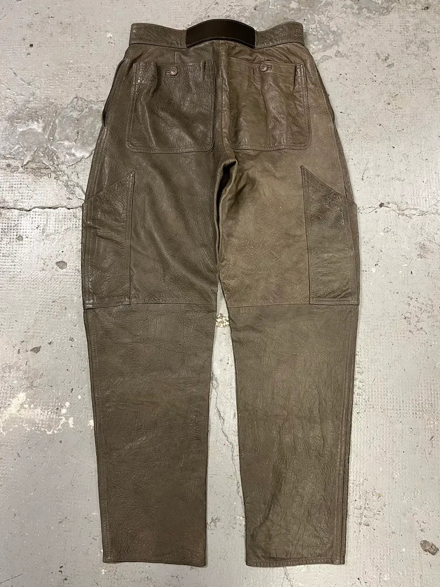 AW1986 Giorgio Armani Brown Relaxed Leather Italian Pants sFiqycm 9