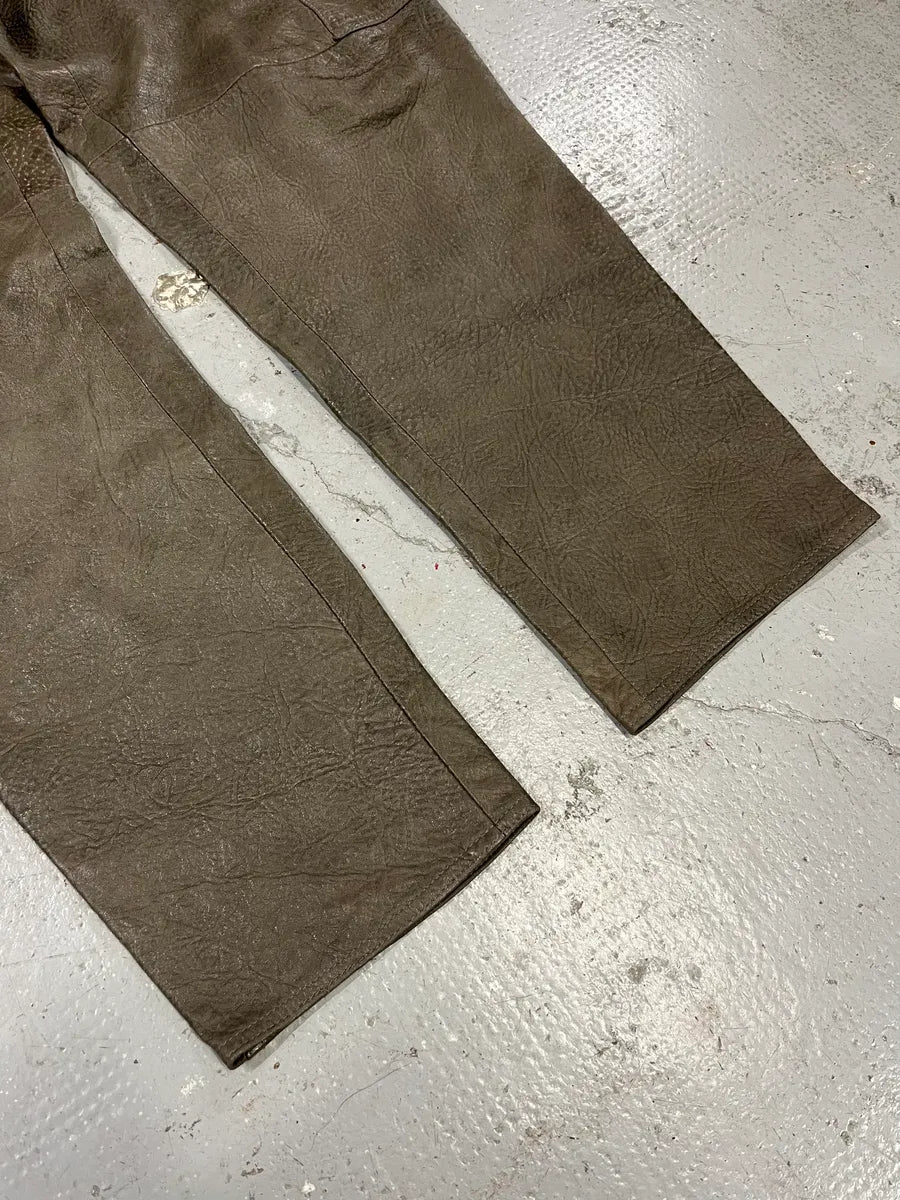 AW1986 Giorgio Armani Brown Relaxed Leather Italian Pants (S) 10