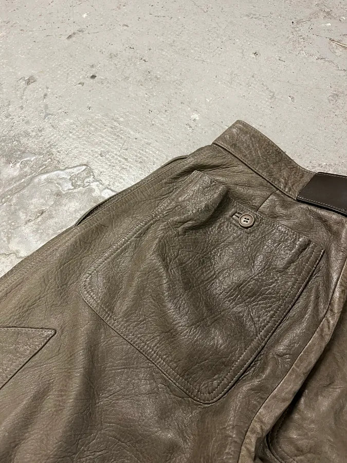 AW1986 Giorgio Armani Brown Relaxed Leather Italian Pants (S) 12