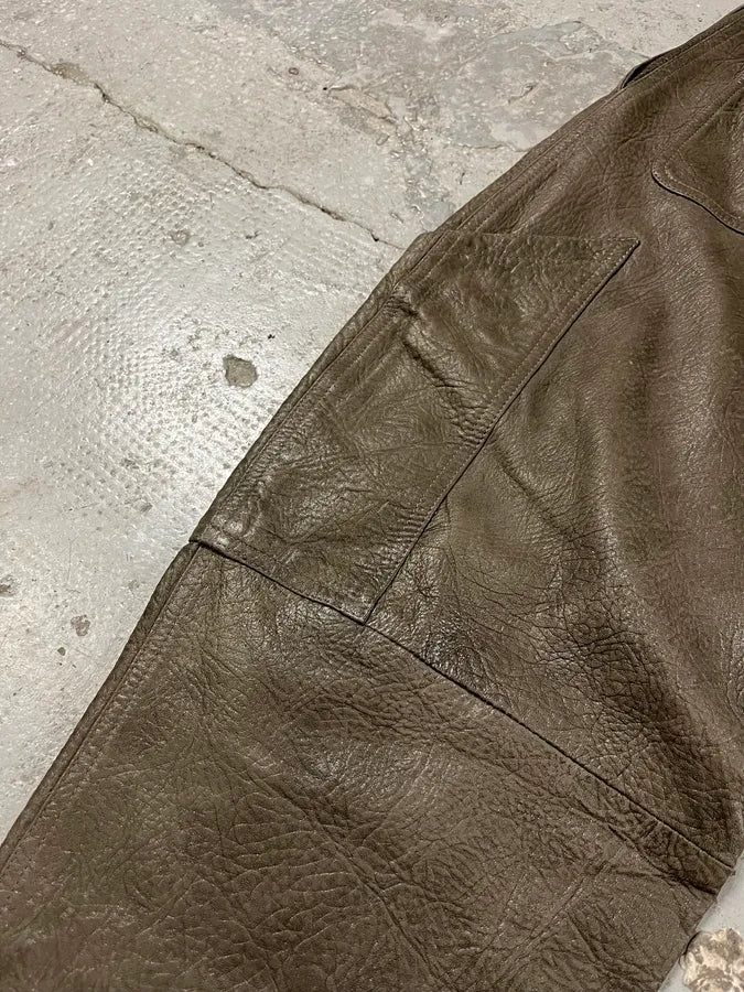 AW1986 Giorgio Armani Brown Relaxed Leather Italian Pants (S) 13