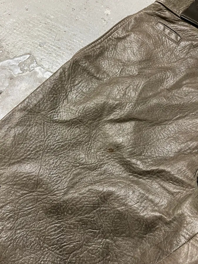 AW1986 Giorgio Armani Brown Relaxed Leather Italian Pants (S) 14