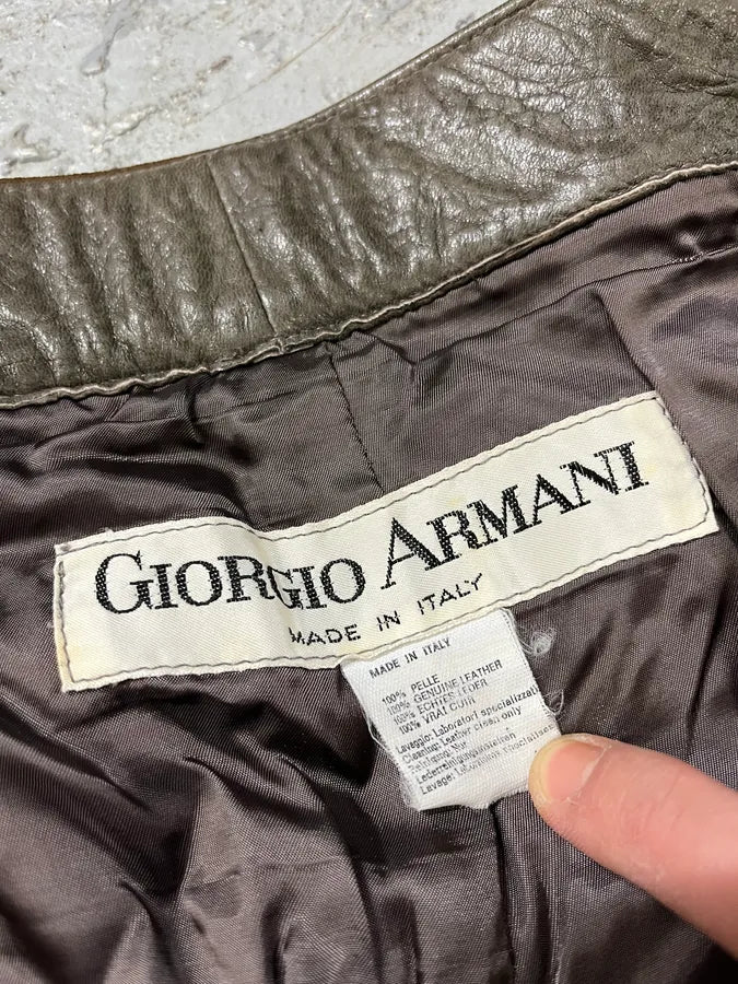 AW1986 Giorgio Armani Brown Relaxed Leather Italian Pants (S) 16