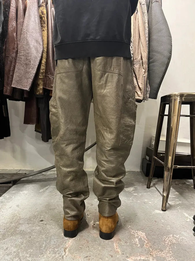 AW1986 Giorgio Armani Brown Relaxed Leather Italian Pants (S) 4