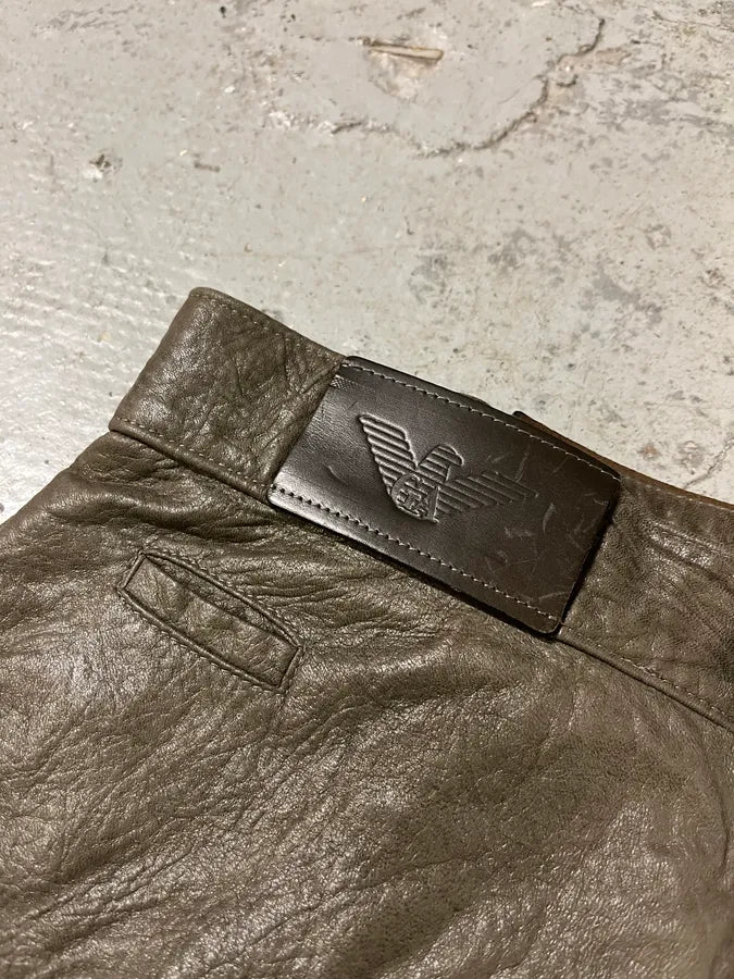 AW1986 Giorgio Armani Brown Relaxed Leather Italian Pants (S) 5