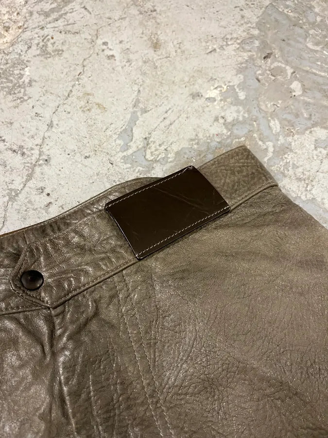 AW1986 Giorgio Armani Brown Relaxed Leather Italian Pants (S) 6