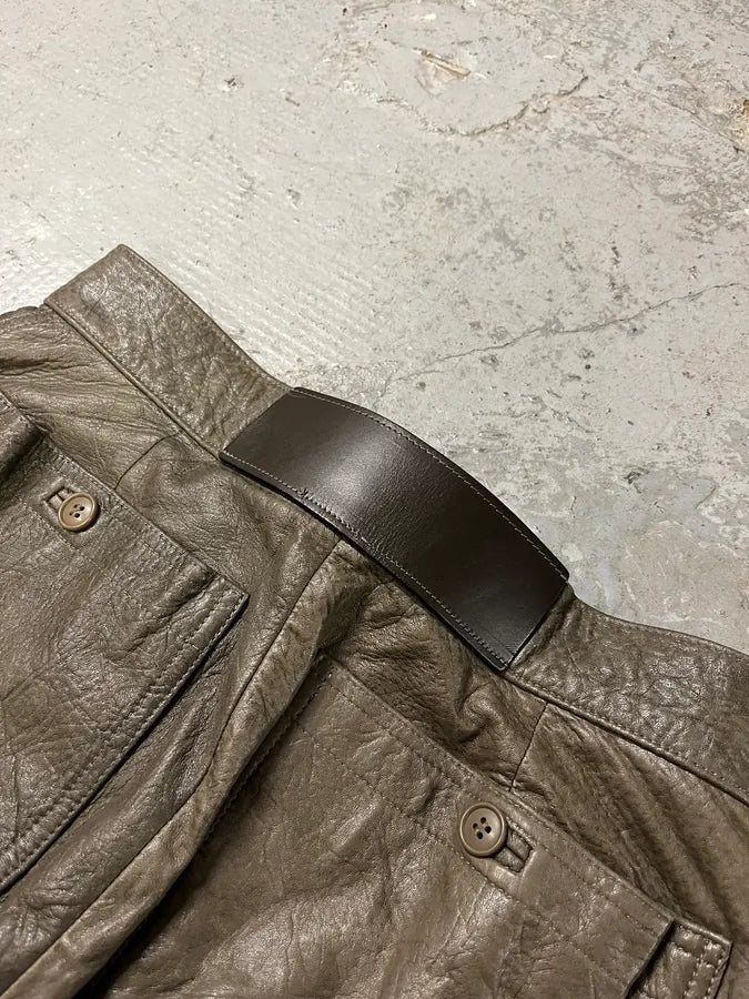 AW1986 Giorgio Armani Brown Relaxed Leather Italian Pants (S) 8