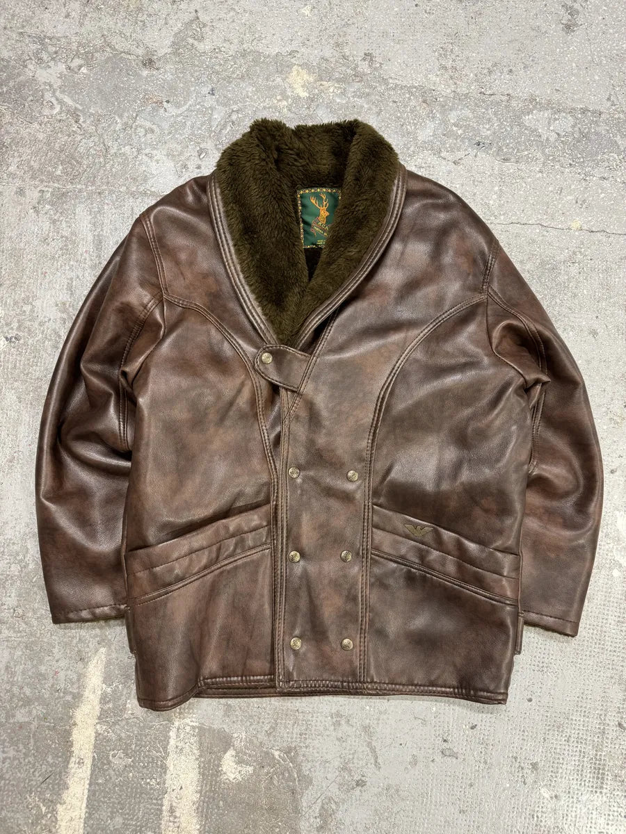 AW1986 Giorgio Armani Brown Shearling Leather Jacket (M) 0
