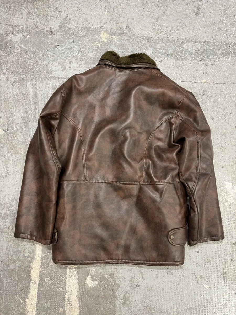 AW1986 Giorgio Armani Brown Shearling Leather Jacket (M) 1
