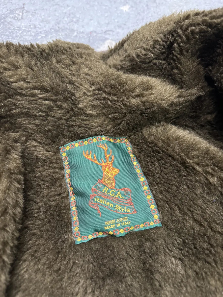 AW1986 Giorgio Armani Brown Shearling Leather Jacket (M) 11