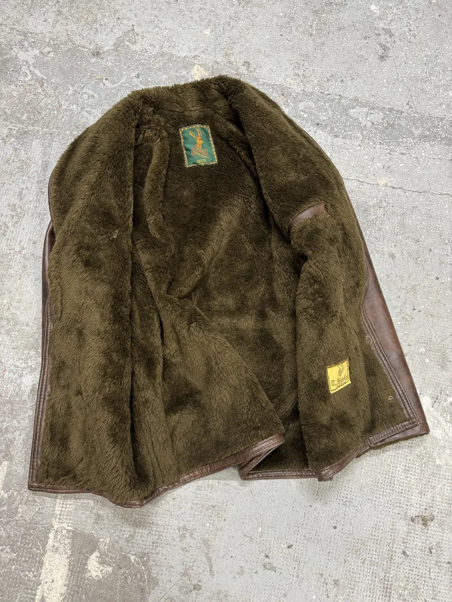 AW1986 Giorgio Armani Brown Shearling Leather Jacket (M) 2