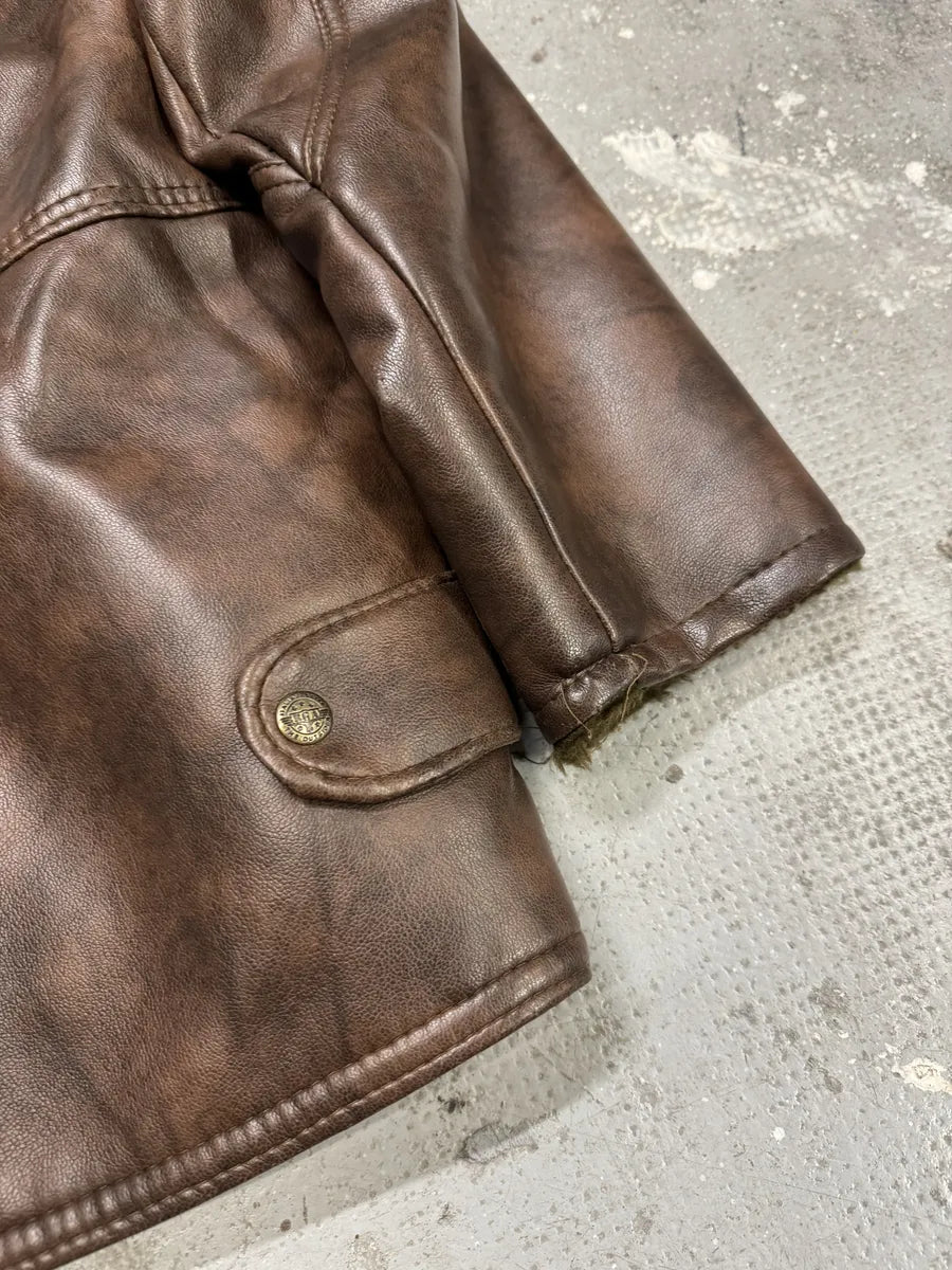 AW1986 Giorgio Armani Brown Shearling Leather Jacket (M) 3