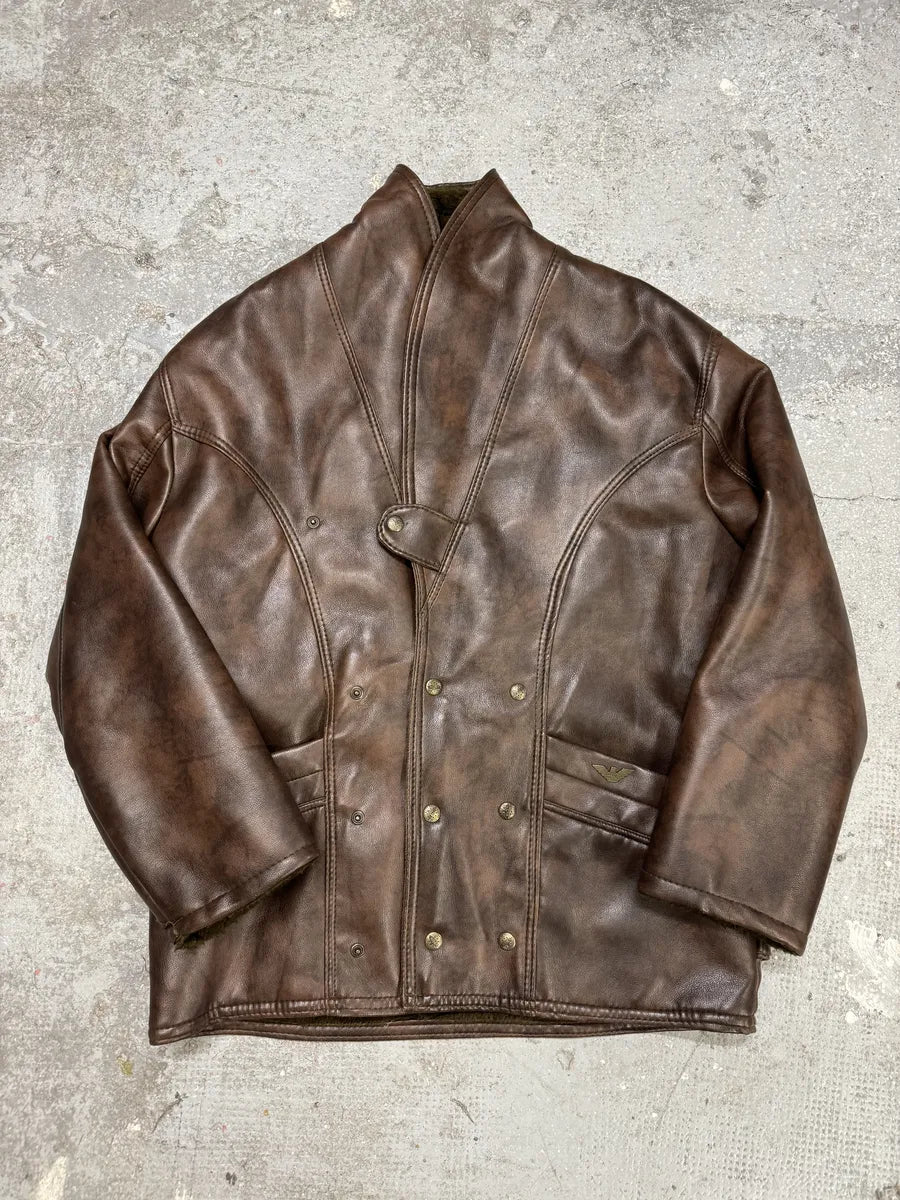 AW1986 Giorgio Armani Brown Shearling Leather Jacket (M) 6