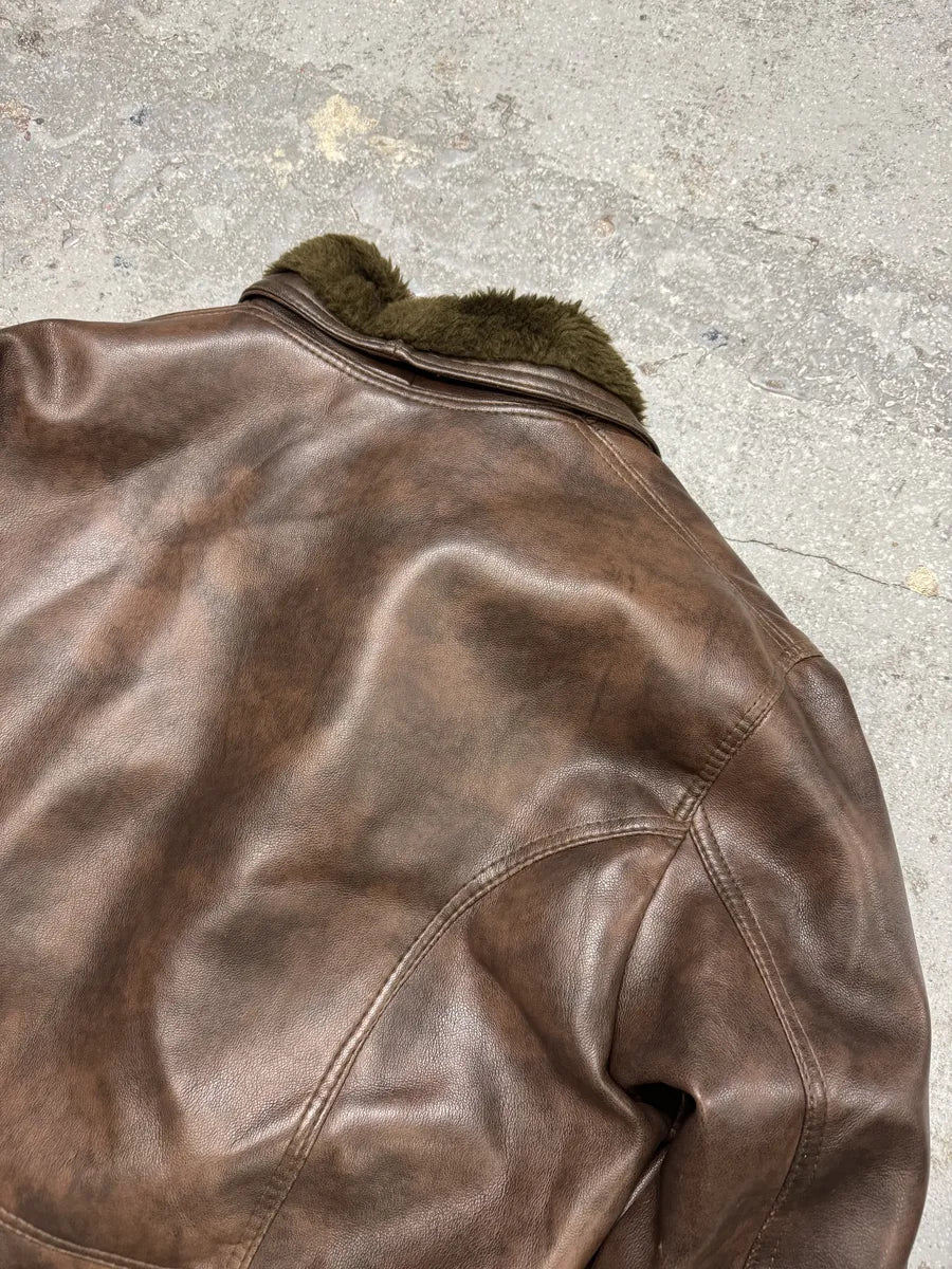 AW1986 Giorgio Armani Brown Shearling Leather Jacket (M) 7