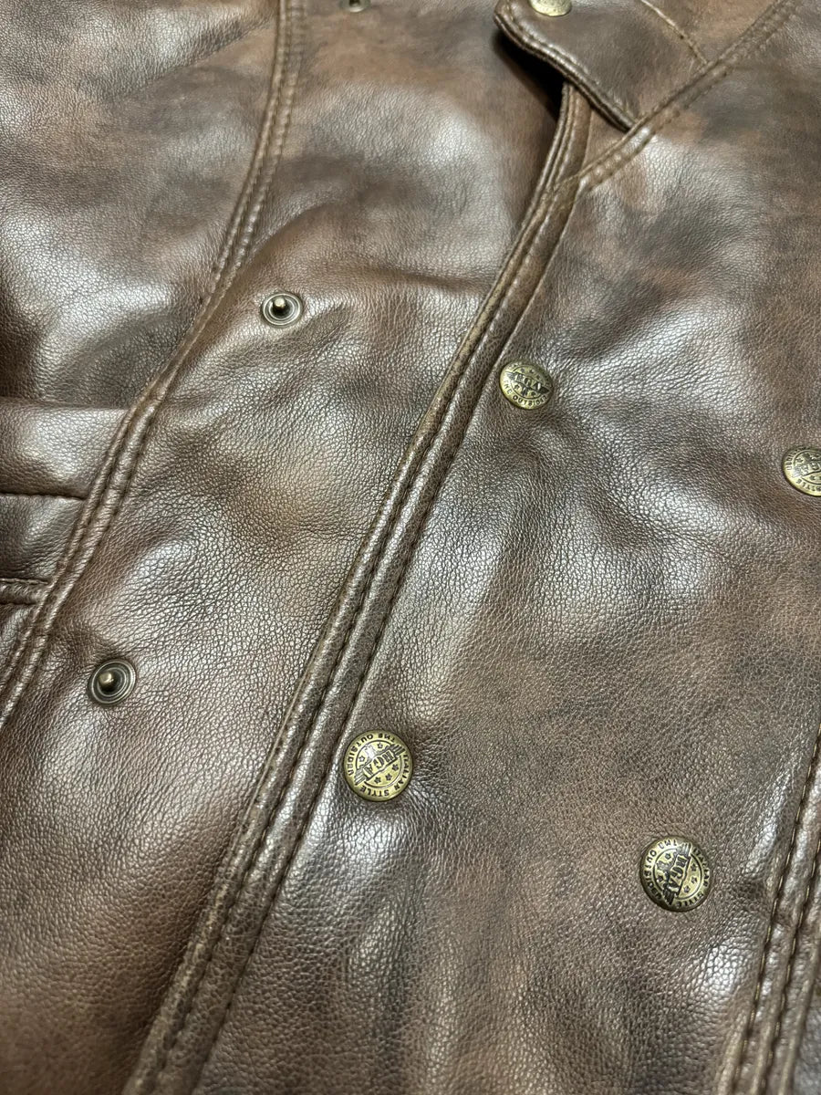 AW1986 Giorgio Armani Brown Shearling Leather Jacket (M) 8