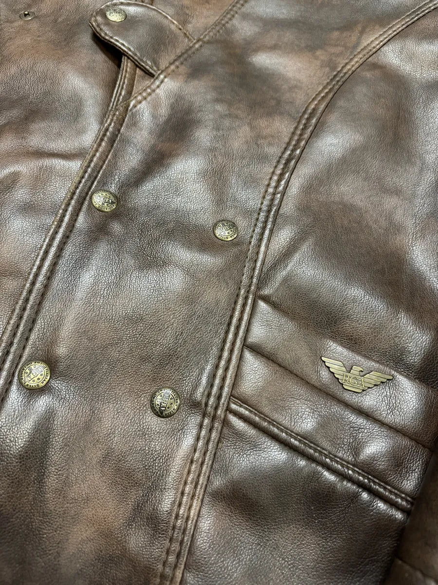 AW1986 Giorgio Armani Brown Shearling Leather Jacket (M) 9