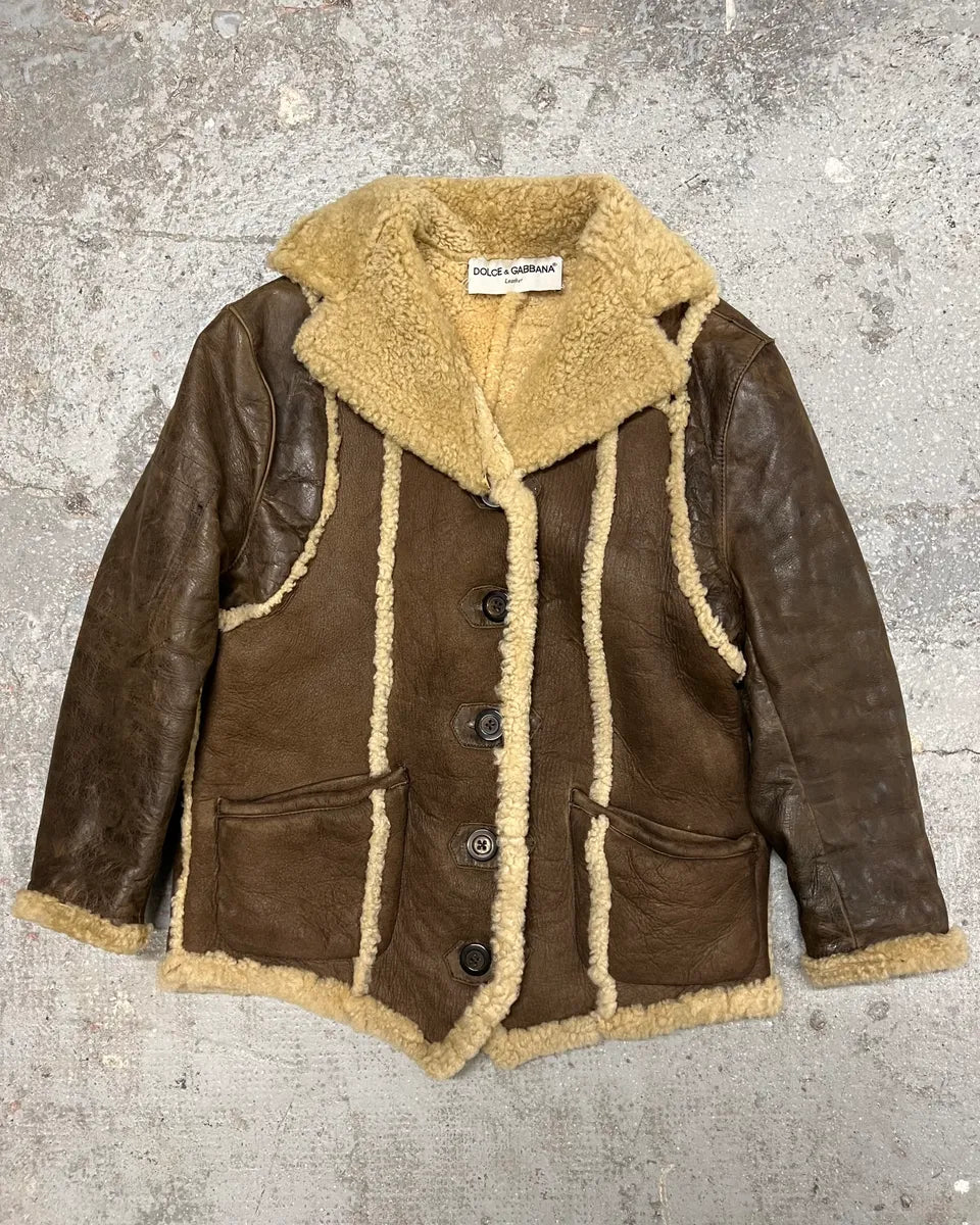 AW1994 Dolce & Gabbana Brown Shearling Leather Jacket (S/M) 2