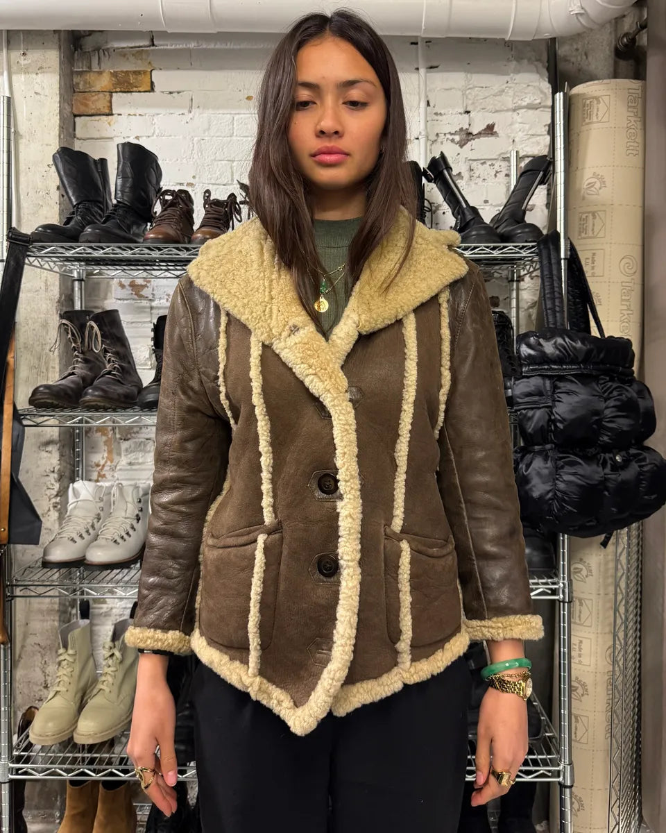 AW1994 Dolce & Gabbana Brown Shearling Leather Jacket (S/M) 0