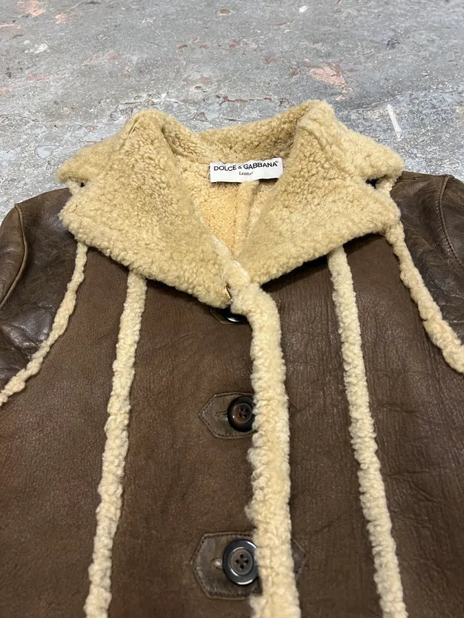 AW1994 Dolce & Gabbana Brown Shearling Leather Jacket (S/M) 4