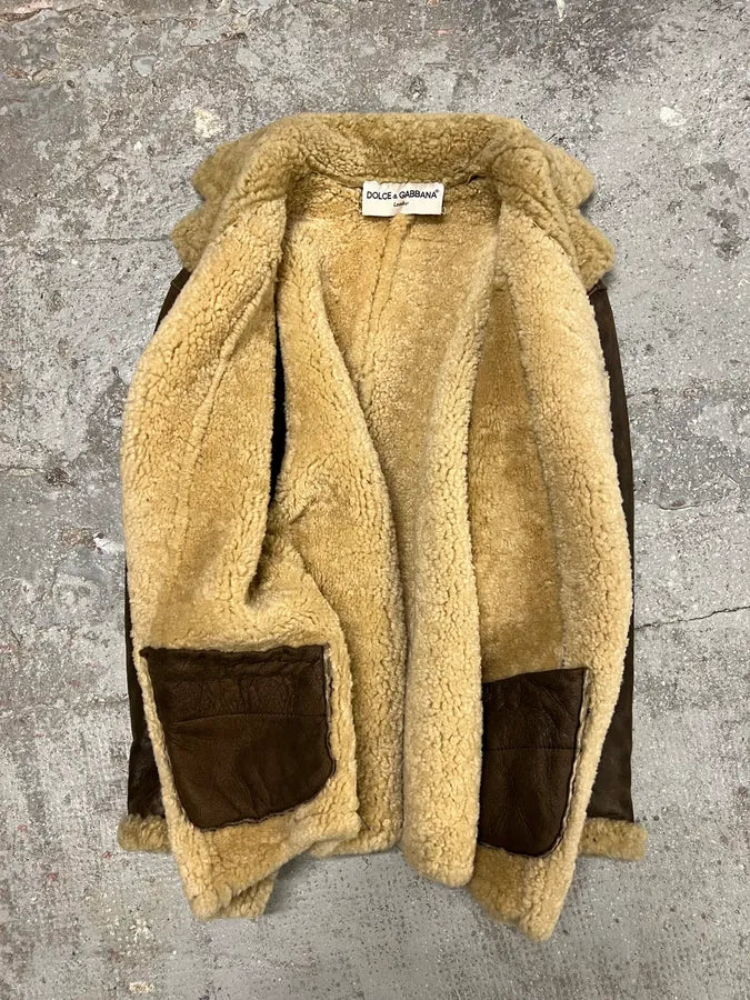AW1994 Dolce & Gabbana Brown Shearling Leather Jacket (S/M) 6