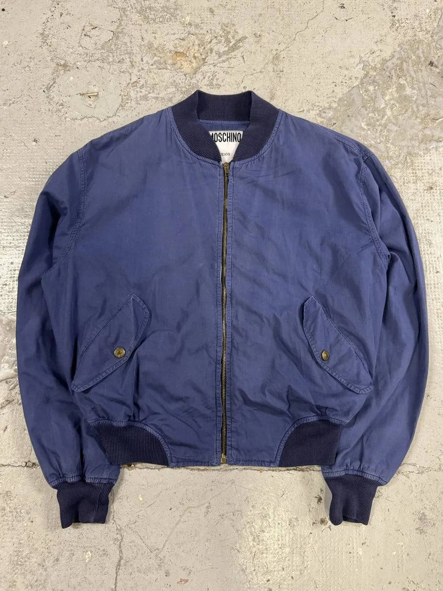 AW1994 Moschino Blue Relaxed Bomber Jacket WOzfSzi 0