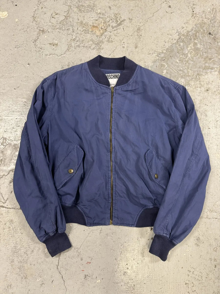 AW1994 Moschino Blue Relaxed Bomber Jacket WOzfSzi 4