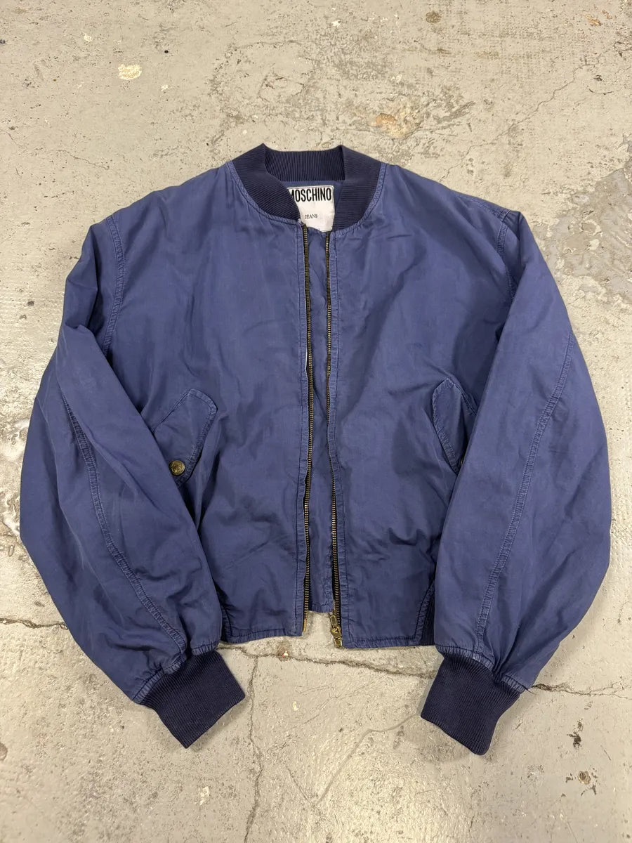 AW1994 Moschino Blue Relaxed Bomber Jacket WOzfSzi 6