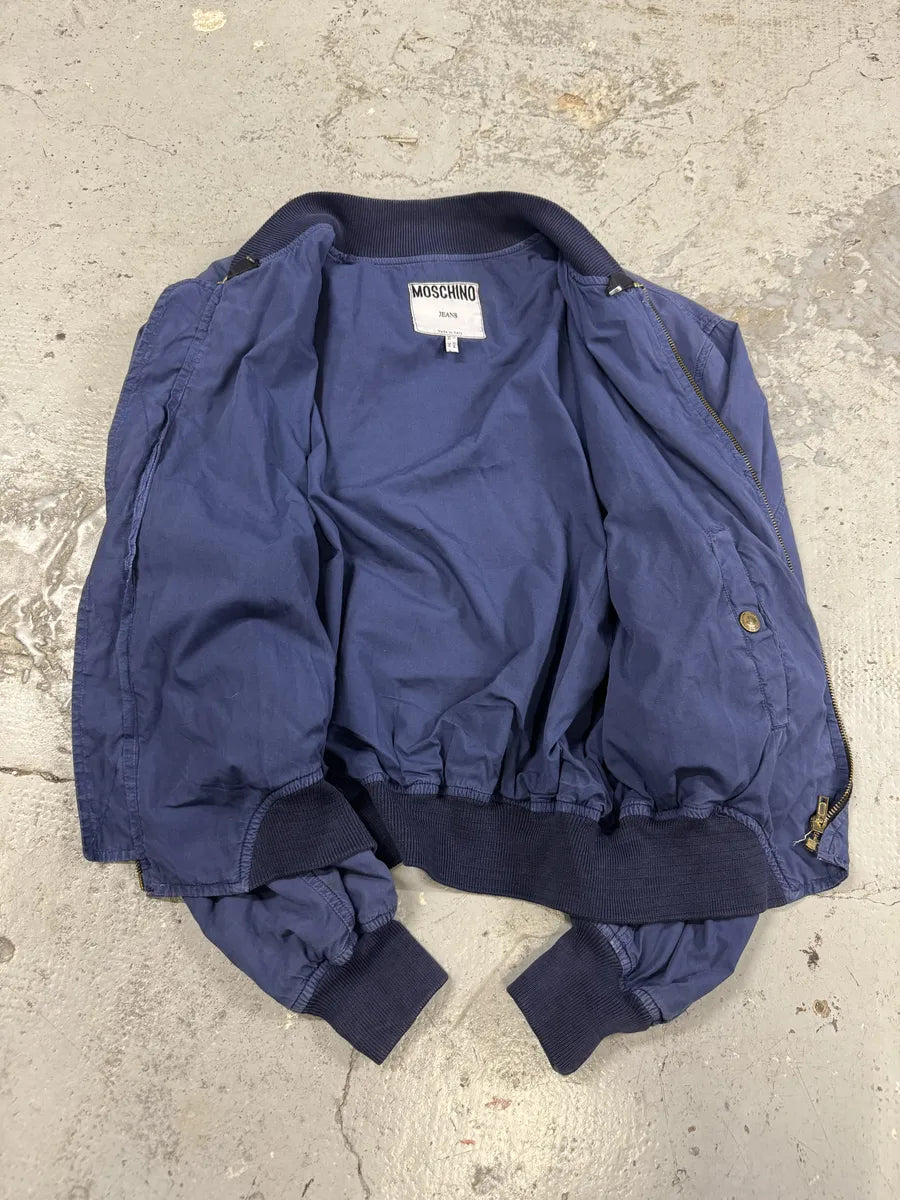 AW1994 Moschino Blue Relaxed Bomber Jacket WOzfSzi 9