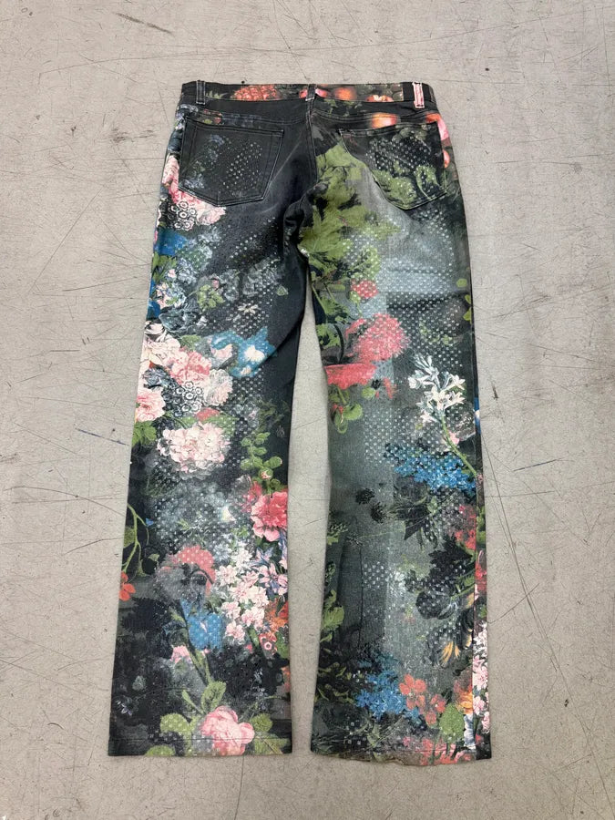 AW1994 Roberto Cavalli Black Denim Floral Print Pants imspTwI 7