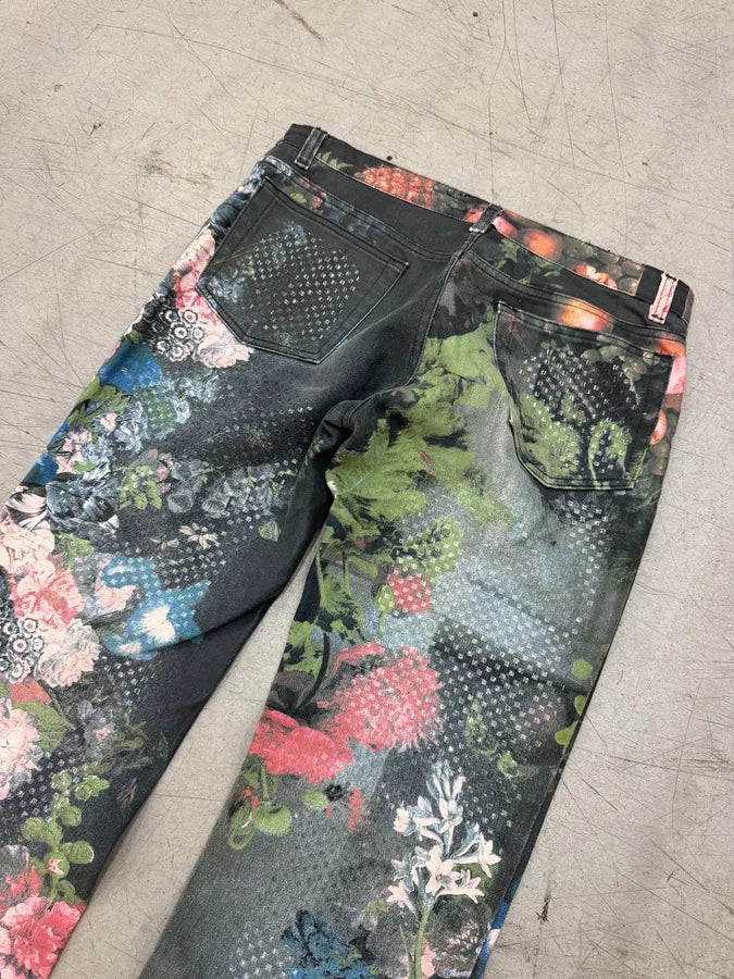 AW1994 Roberto Cavalli Black Denim Floral Print Pants imspTwI 9