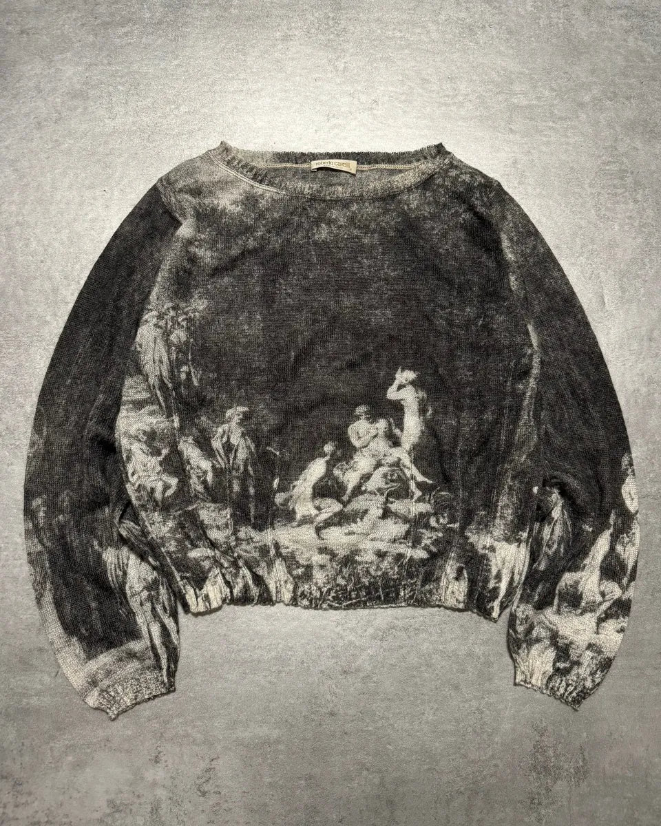 AW1994 Roberto Cavalli Grey Medieval Tank Mohair Sweater (XS) 0