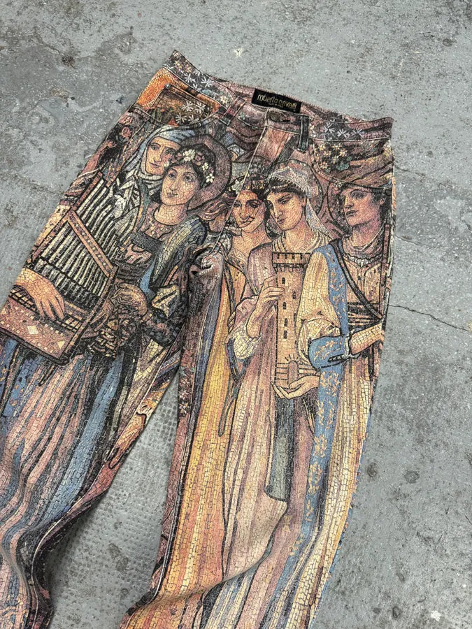 AW1994 Roberto Cavalli Legend Full Art Print Medieval Pants (S) lRGjZHH 1