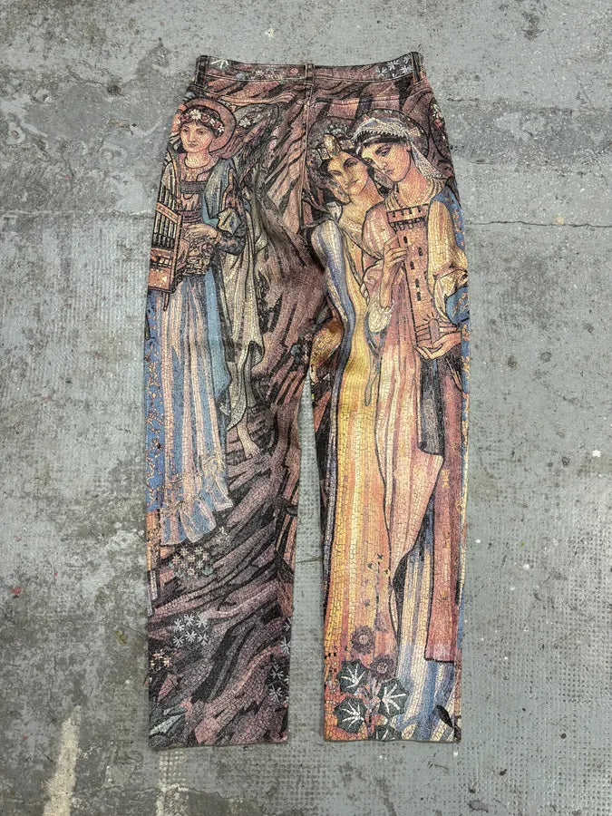 AW1994 Roberto Cavalli Legend Full Art Print Medieval Pants (S) lRGjZHH 5