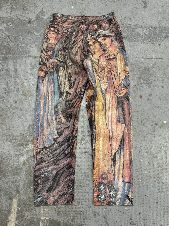AW1994 Roberto Cavalli Legend Full Art Print Medieval Pants (S) lRGjZHH 6
