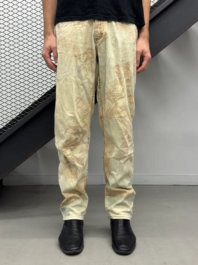 AW1994 Roberto Cavalli Renaissance Paint Beige Pants HGklSjV 2
