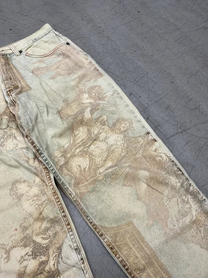AW1994 Roberto Cavalli Renaissance Paint Beige Pants HGklSjV 5