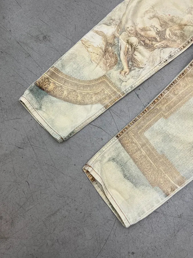AW1994 Roberto Cavalli Renaissance Paint Beige Pants HGklSjV 7