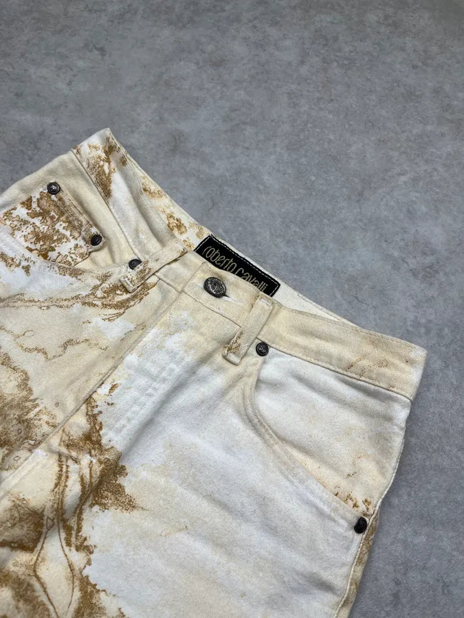 AW1994 Roberto Cavalli Sand Eroded Effect Beige Pants HELXzId 5