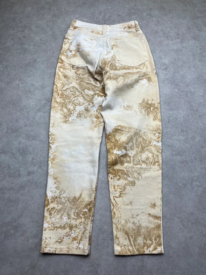 AW1994 Roberto Cavalli Sand Eroded Effect Beige Pants HELXzId 7