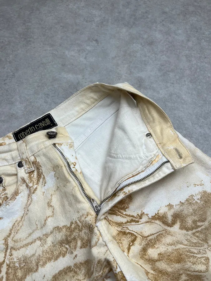 AW1994 Roberto Cavalli Sand Eroded Effect Beige Pants HELXzId 8