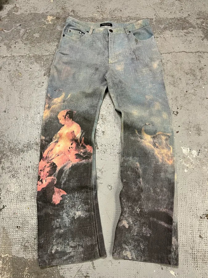 AW1994 Roberto Cavalli Venus Angel Renaissance Blue Pants ExInvbW 0