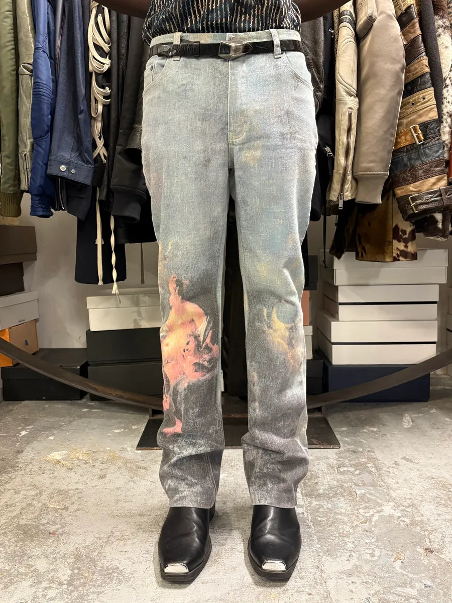 AW1994 Roberto Cavalli Venus Angel Renaissance Blue Pants ExInvbW 1