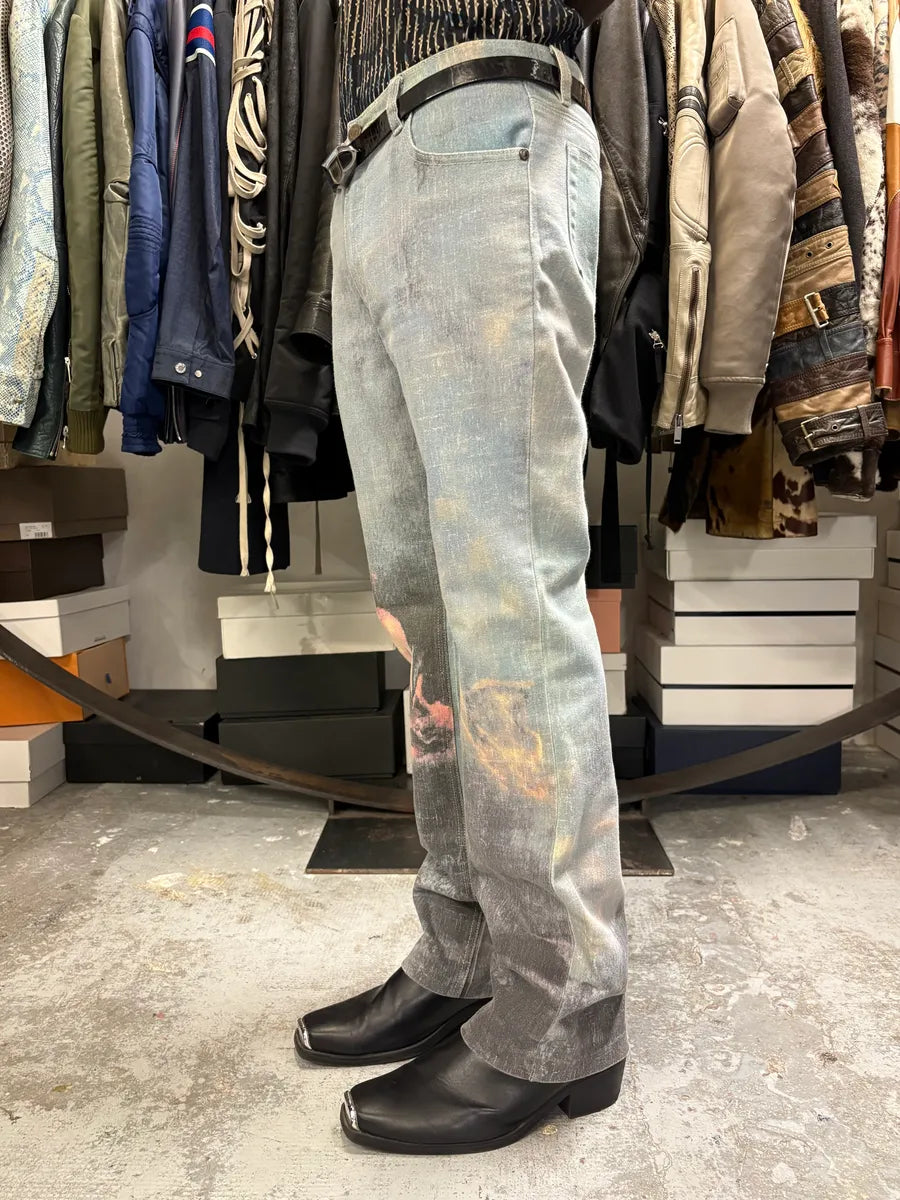 AW1994 Roberto Cavalli Venus Angel Renaissance Blue Pants ExInvbW 3