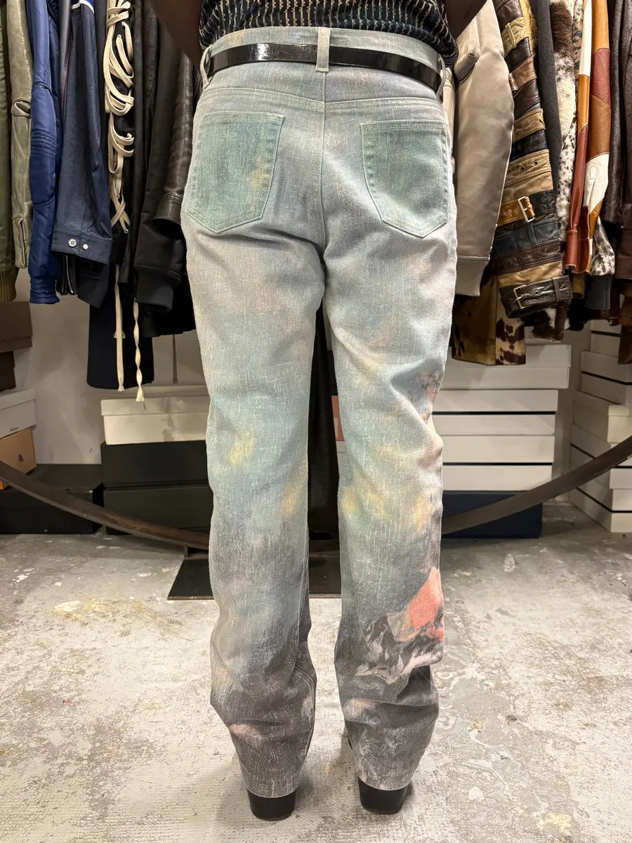 AW1994 Roberto Cavalli Venus Angel Renaissance Blue Pants ExInvbW 4