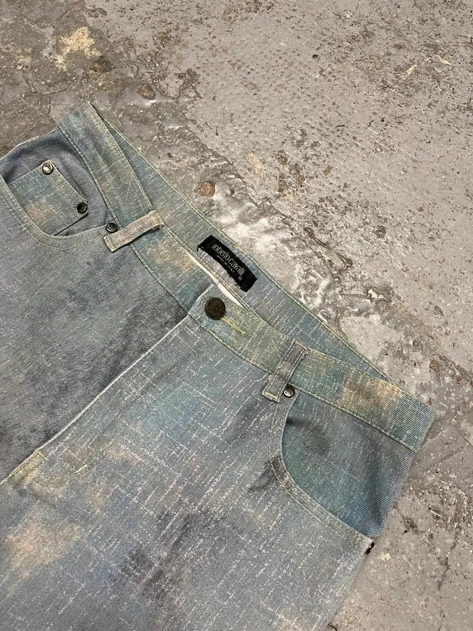 AW1994 Roberto Cavalli Venus Angel Renaissance Blue Pants ExInvbW 5