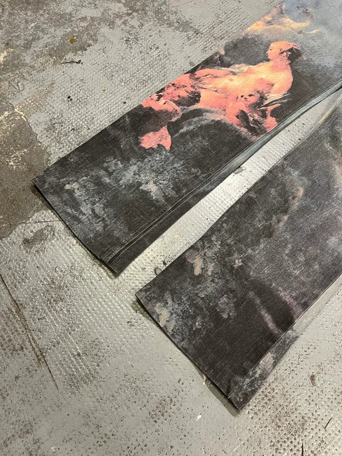 AW1994 Roberto Cavalli Venus Angel Renaissance Blue Pants ExInvbW 6