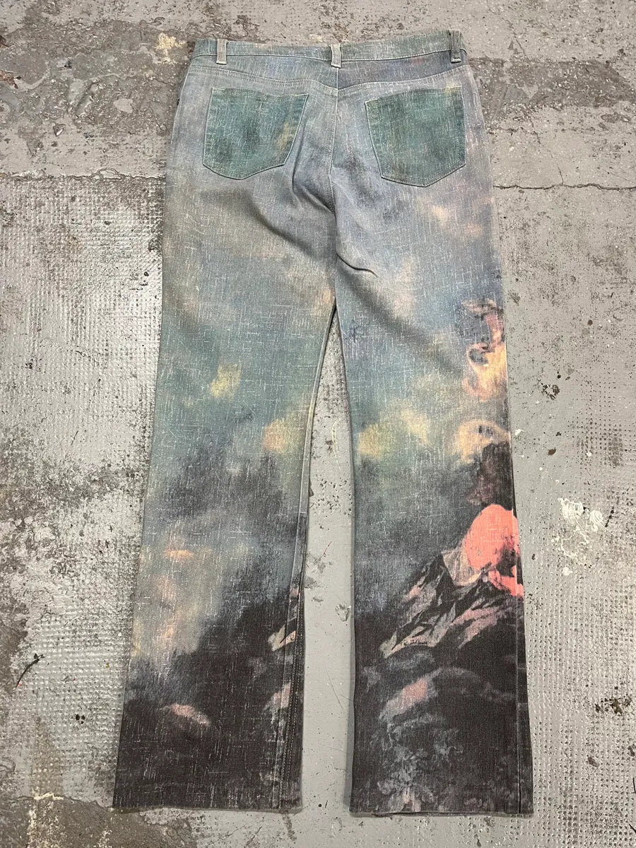 AW1994 Roberto Cavalli Venus Angel Renaissance Blue Pants ExInvbW 7