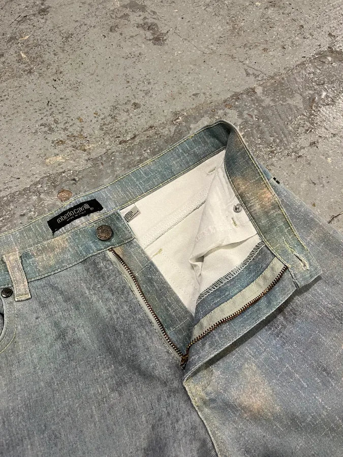 AW1994 Roberto Cavalli Venus Angel Renaissance Blue Pants ExInvbW 8