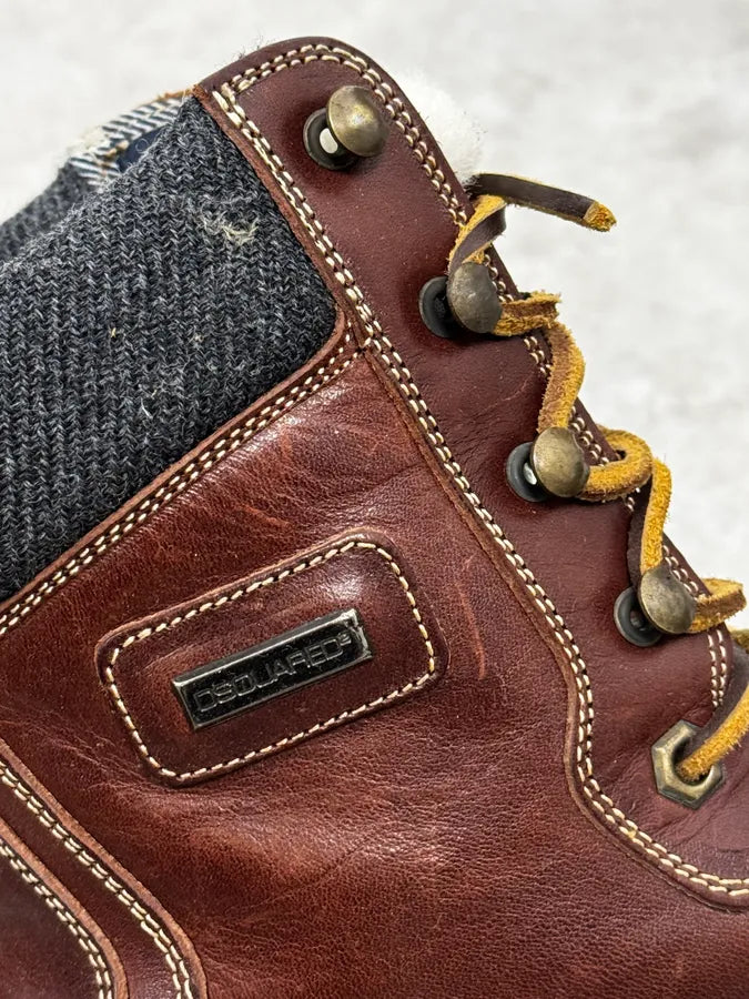 AW1995 Dsquared2 Brown Canadian Leather Boots CkyOkhK 3