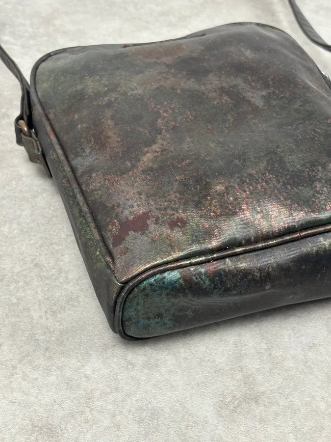 AW1995 Jean Paul Gaultier Green Eroded World Satin Leather Bag QEwunHo 8
